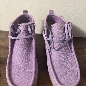 Clarks Purple Embossed Chukka Boots